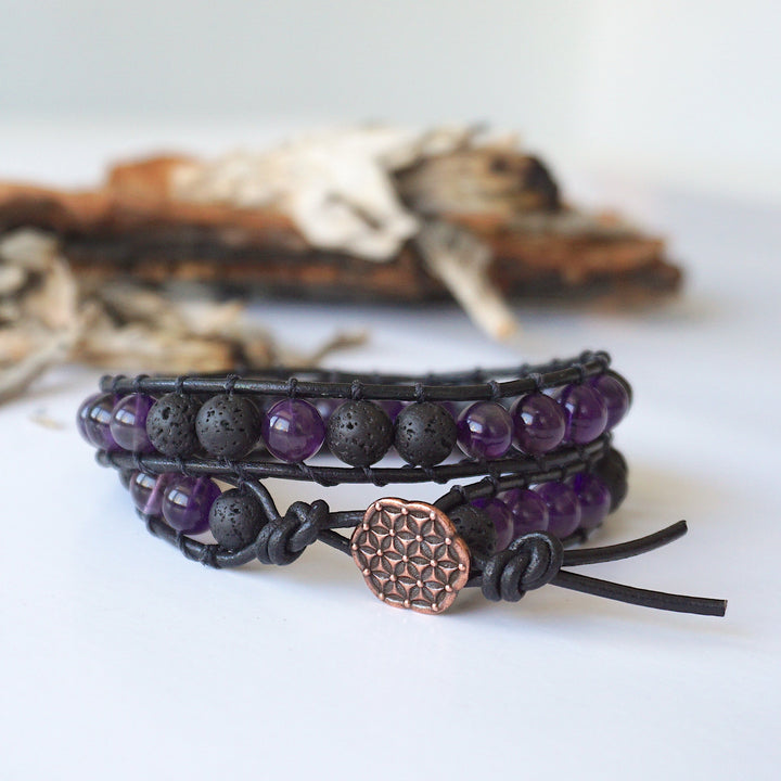 Amethyst Wrap Bracelet - Aromatherapy Designs by Nature Gems