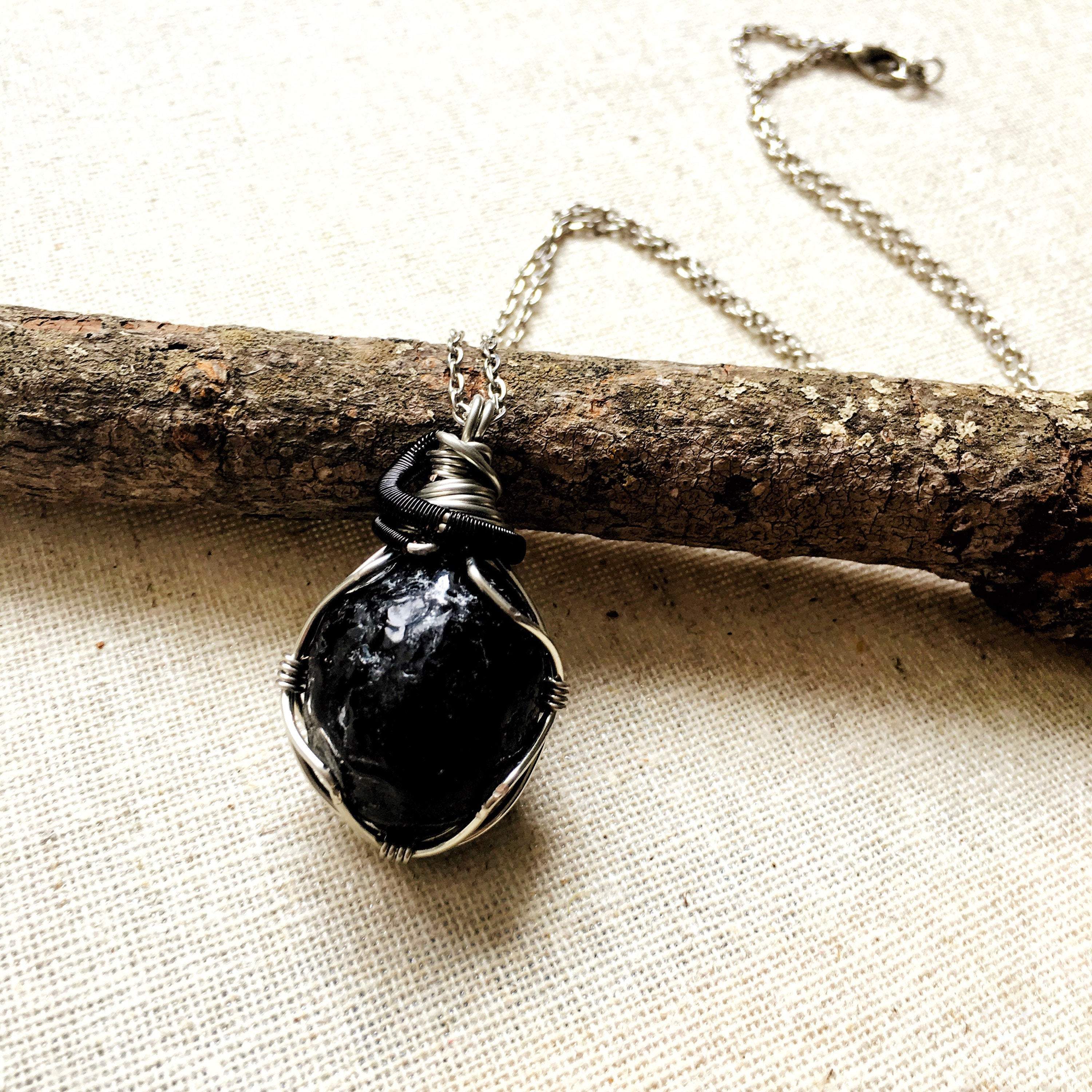 Apache Tears Obsidian Necklace - Rustic Crystal Necklace for Men ...