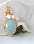 Aquamarine and Pearl Gold Necklace DesignsbyNatureGems