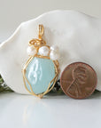 Aquamarine and Pearl Gold Necklace DesignsbyNatureGems