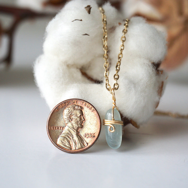 Aquamarine Charm Necklace - Gold-Plated Designs by Nature Gems