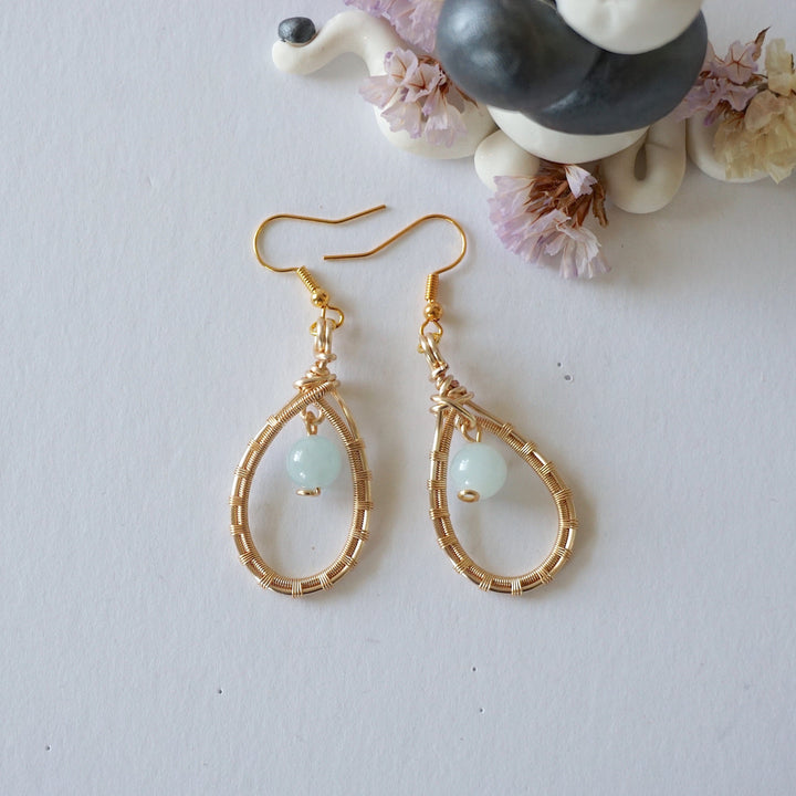 Aquamarine Gold Plated Round Wire Earring Designs by Nature Gems