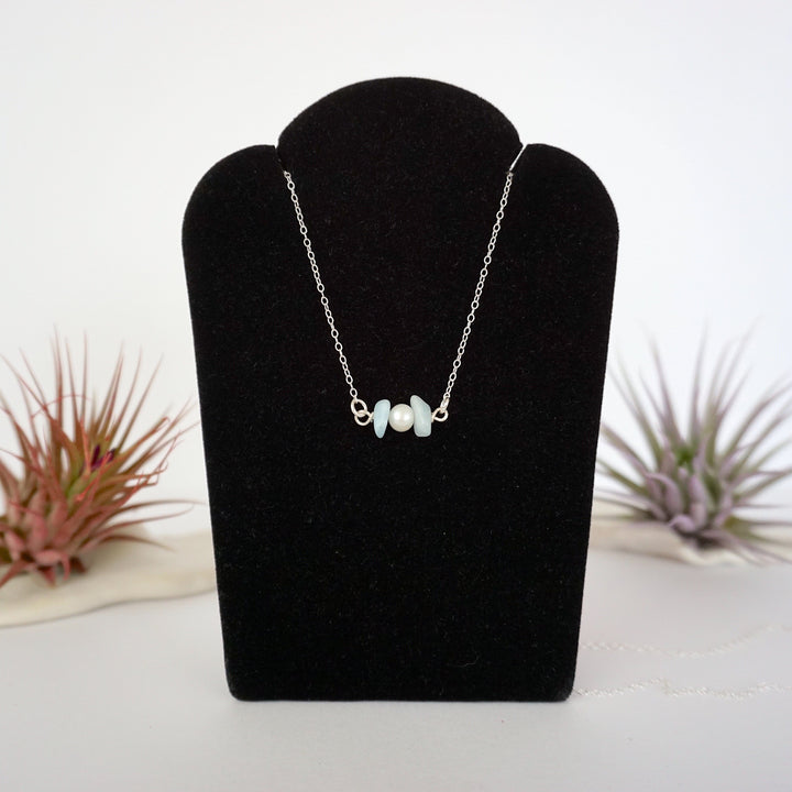 Aquamarine & Pearl - Charm Necklace Designs by Nature Gems