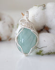 Aquamarine Pendant Necklace in Bright Silver DesignsbyNatureGems