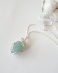 Aquamarine Pendant Necklace in Bright Silver DesignsbyNatureGems