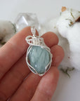 Aquamarine Pendant Necklace in Bright Silver DesignsbyNatureGems