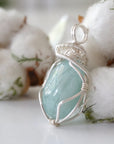 Aquamarine Pendant Necklace in Bright Silver DesignsbyNatureGems