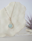 Aquamarine Silver Plated Bead Charm Necklace Designs by Nature Gems