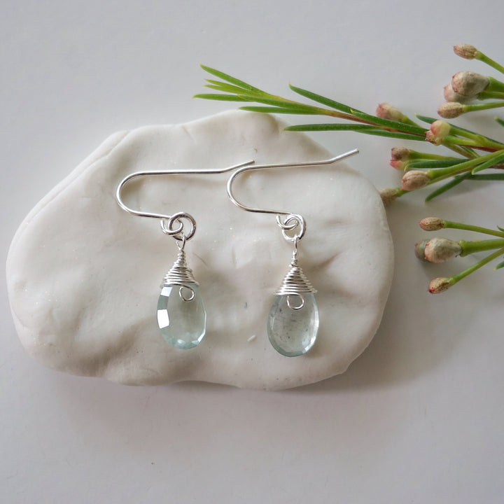 Aquamarine Sterling Silver Drop Earrings Designs by Nature Gems