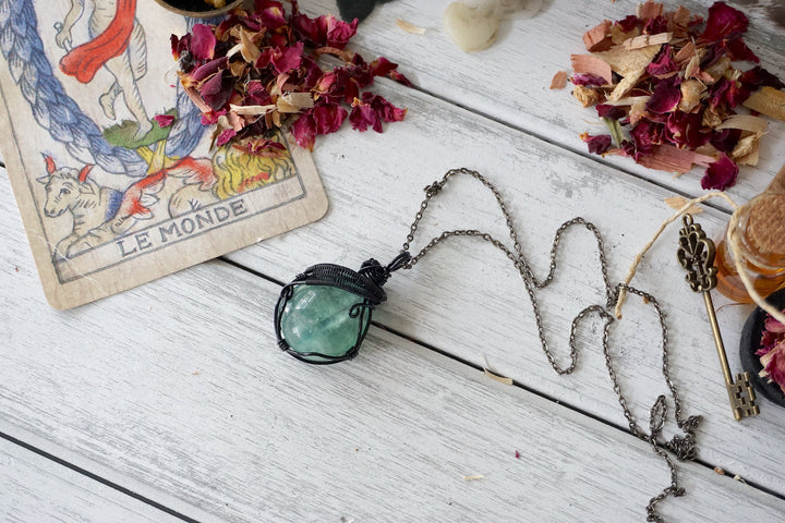 AURA FOUNDATION COLLECTION - Green Fluorite Crystal Necklace Designs by Nature Gems