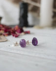 AURA STUD EARRINGS COLLECTION - Amethyst Crystal Earrings Designs by Nature Gems