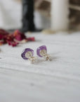 AURA STUD EARRINGS COLLECTION - Amethyst Crystal Earrings Designs by Nature Gems