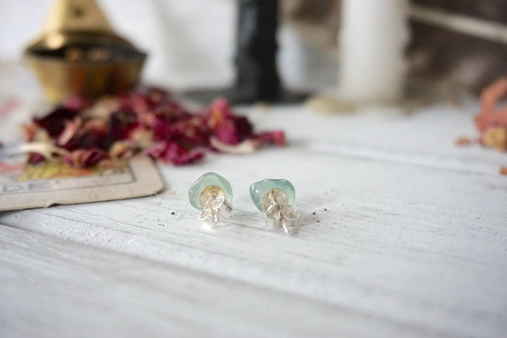 AURA STUD EARRINGS COLLECTION - Green Fluorite Crystal Earrings Designs by Nature Gems