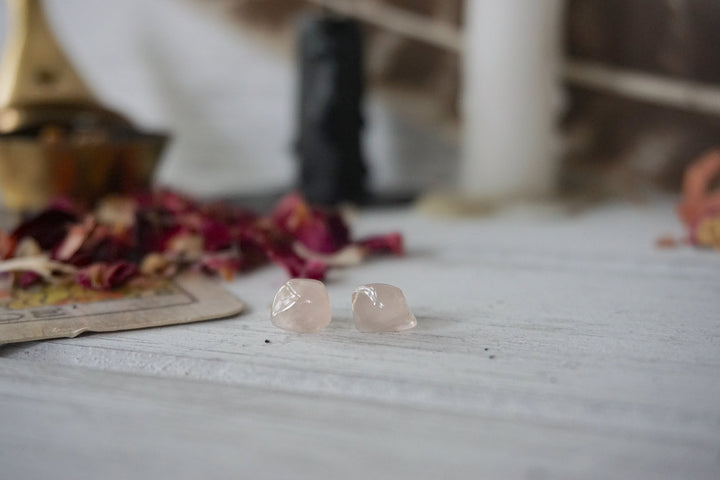 AURA STUD EARRINGS COLLECTION - Rose Quartz Crystal Earrings Designs by Nature Gems