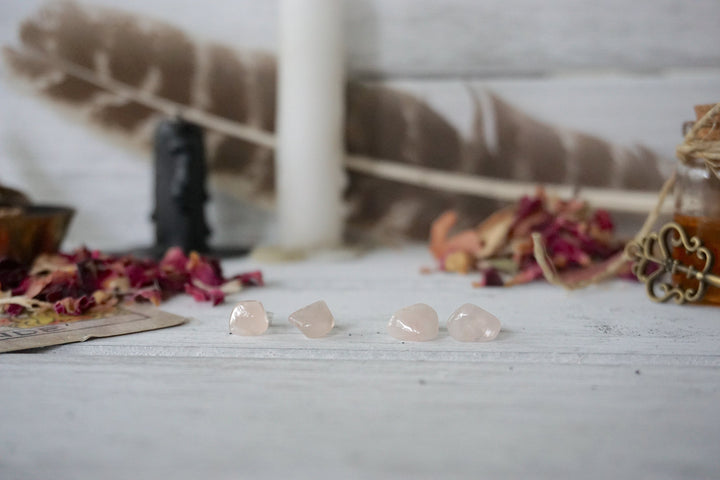 AURA STUD EARRINGS COLLECTION - Rose Quartz Crystal Earrings Designs by Nature Gems