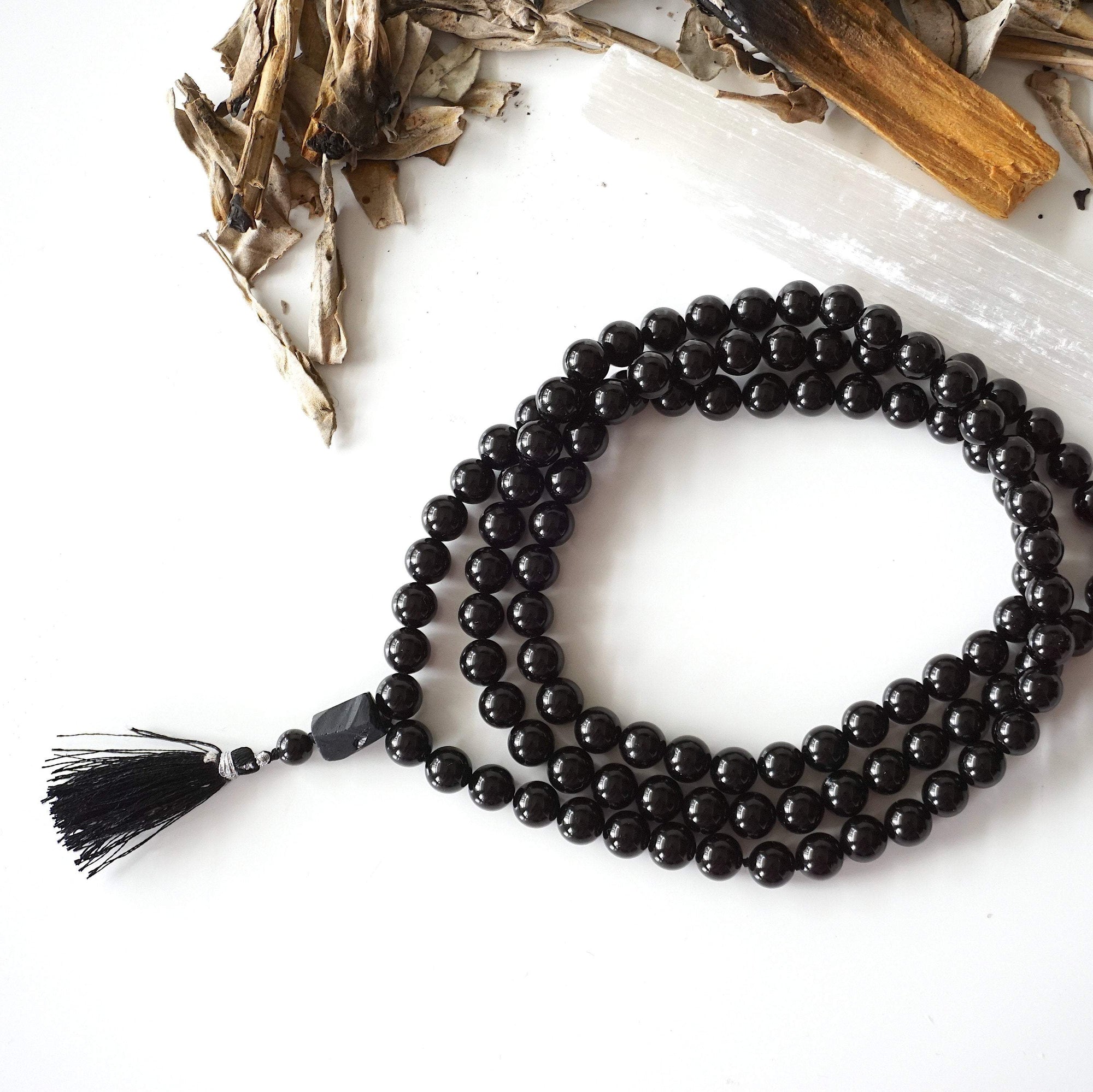 Black Tourmaline Mala Necklace DesignsbyNatureGems