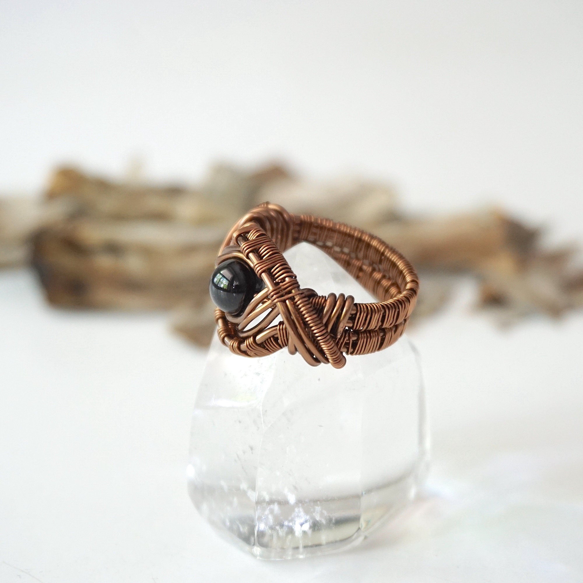 Black Tourmaline Ring-Antique Bronze Designs by Nature Gems