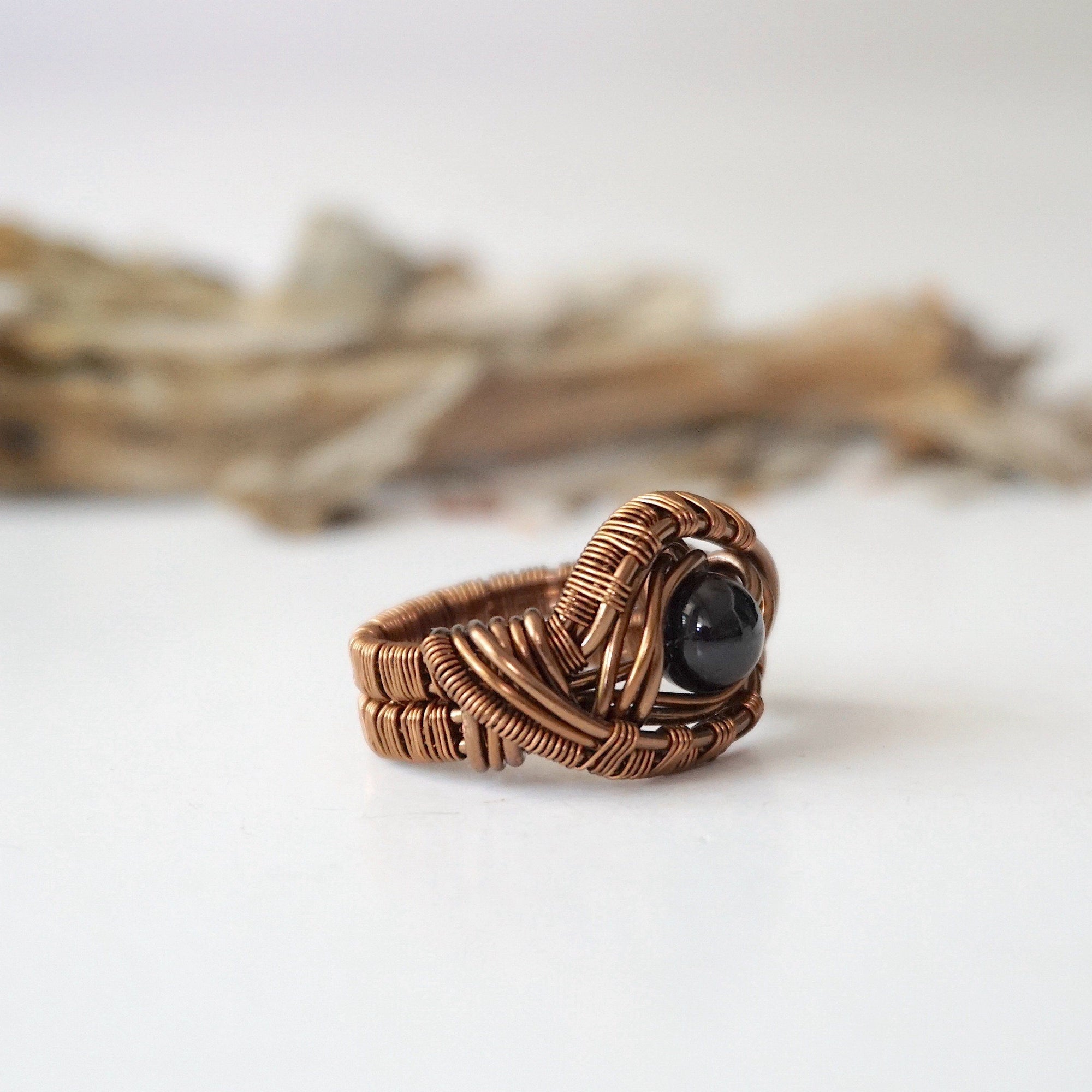 Black Tourmaline Ring-Antique Bronze Designs by Nature Gems