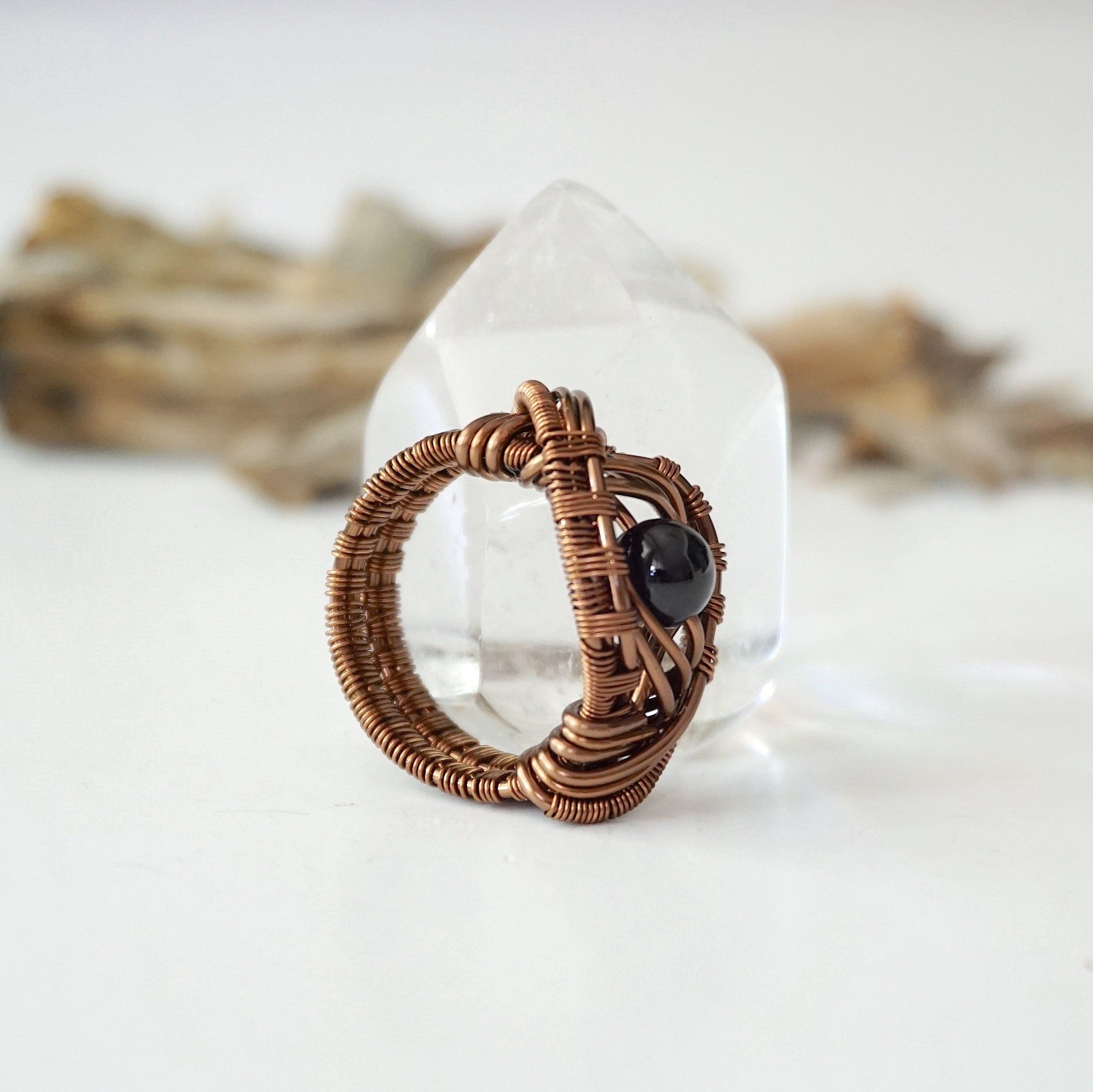 Black Tourmaline Ring-Antique Bronze Designs by Nature Gems