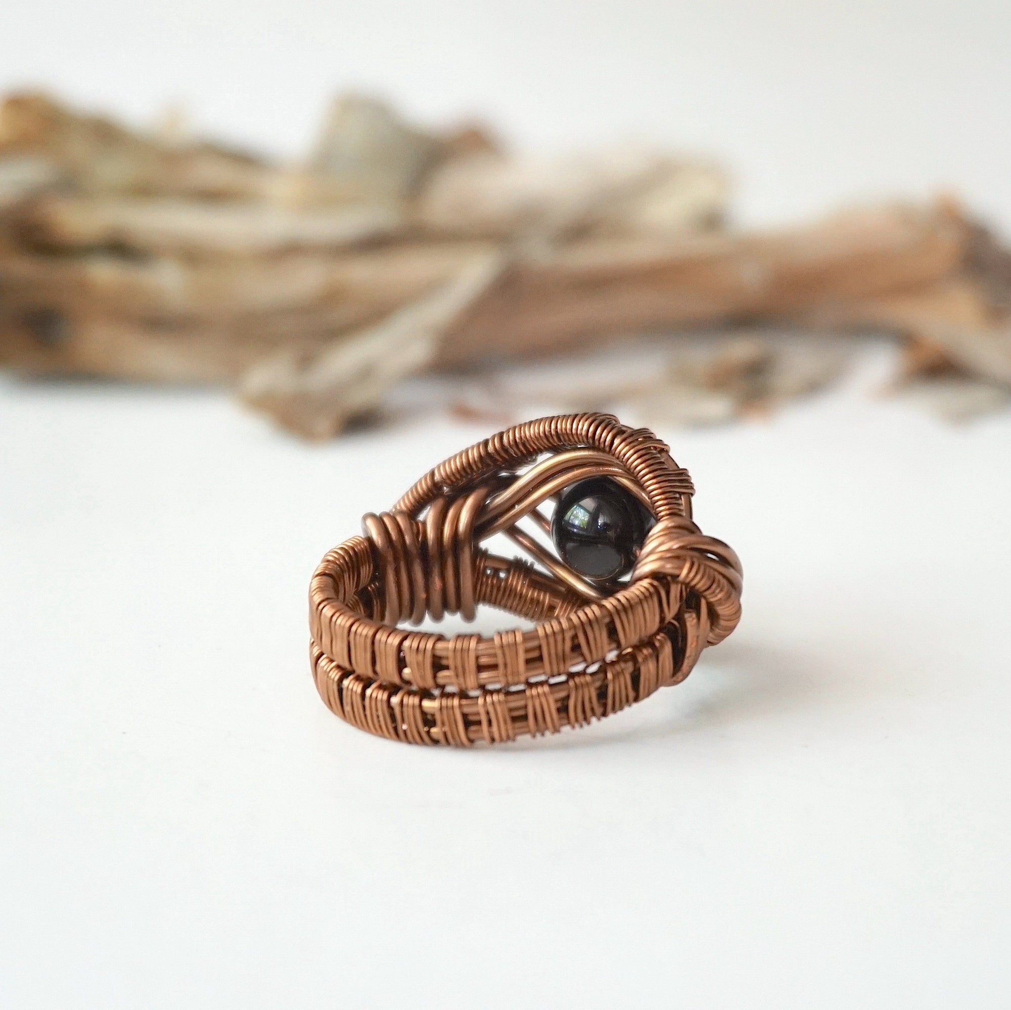 Black Tourmaline Ring-Antique Bronze Designs by Nature Gems