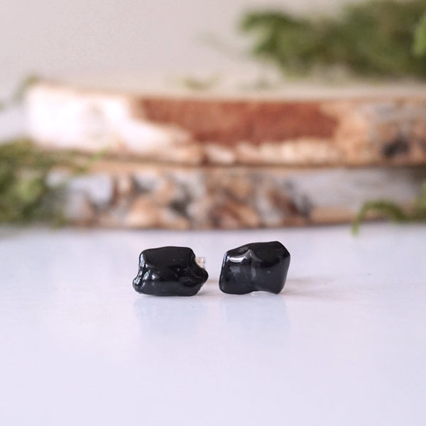 Black Tourmaline Stud Earrings DesignsbyNatureGems