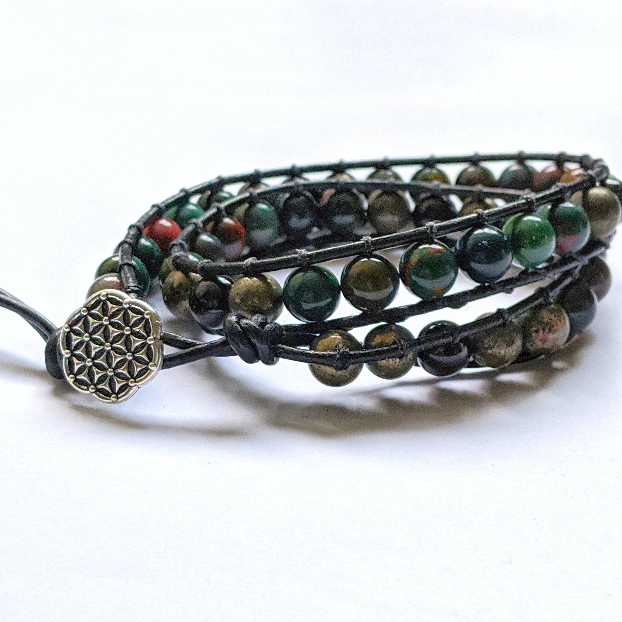 Bloodstone and Pyrite Wrap Bracelet DesignsbyNatureGems