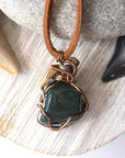 Back view of natural bloodstone necklace pendant, handcrafted crystal jewelry by Designs by Nature Gems.