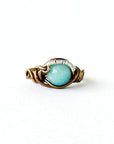 Blue Amazonite Healing Crystal Statement Ring in Antique Bronze DesignsbyNatureGems