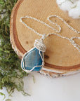 Blue Apatite Necklace - Sterling Silver Plated Designs by Nature Gems