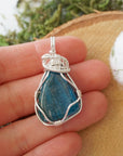 Blue Apatite Necklace - Sterling Silver Plated Designs by Nature Gems