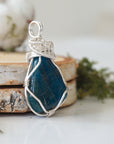 Blue Apatite Necklace - Sterling Silver Plated Designs by Nature Gems