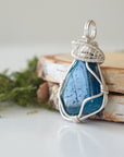 Blue Apatite Necklace - Sterling Silver Plated Designs by Nature Gems