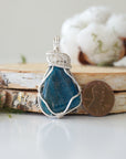 Blue Apatite Necklace - Sterling Silver Plated Designs by Nature Gems