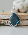 Blue Apatite Necklace - Sterling Silver Plated Designs by Nature Gems