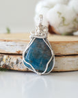 Blue Apatite Necklace - Sterling Silver Plated Designs by Nature Gems