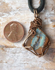 Blue Boulder Opal Pendant Necklace - Antique Brass Designs by Nature Gems