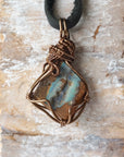 Blue Boulder Opal Pendant Necklace - Antique Brass Designs by Nature Gems