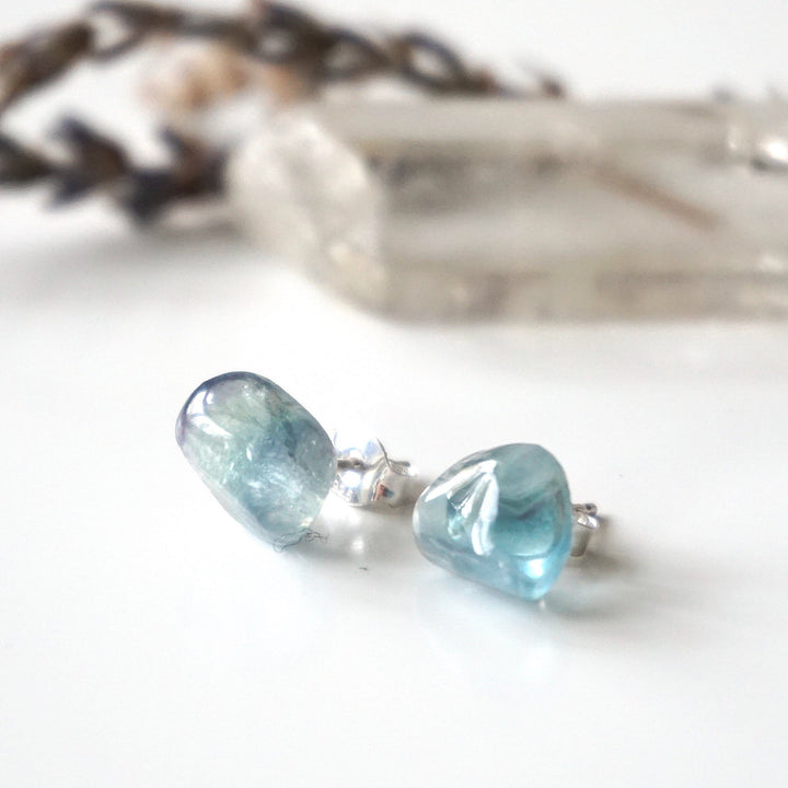 Blue Fluorite Stud Earrings Designs by Nature Gems
