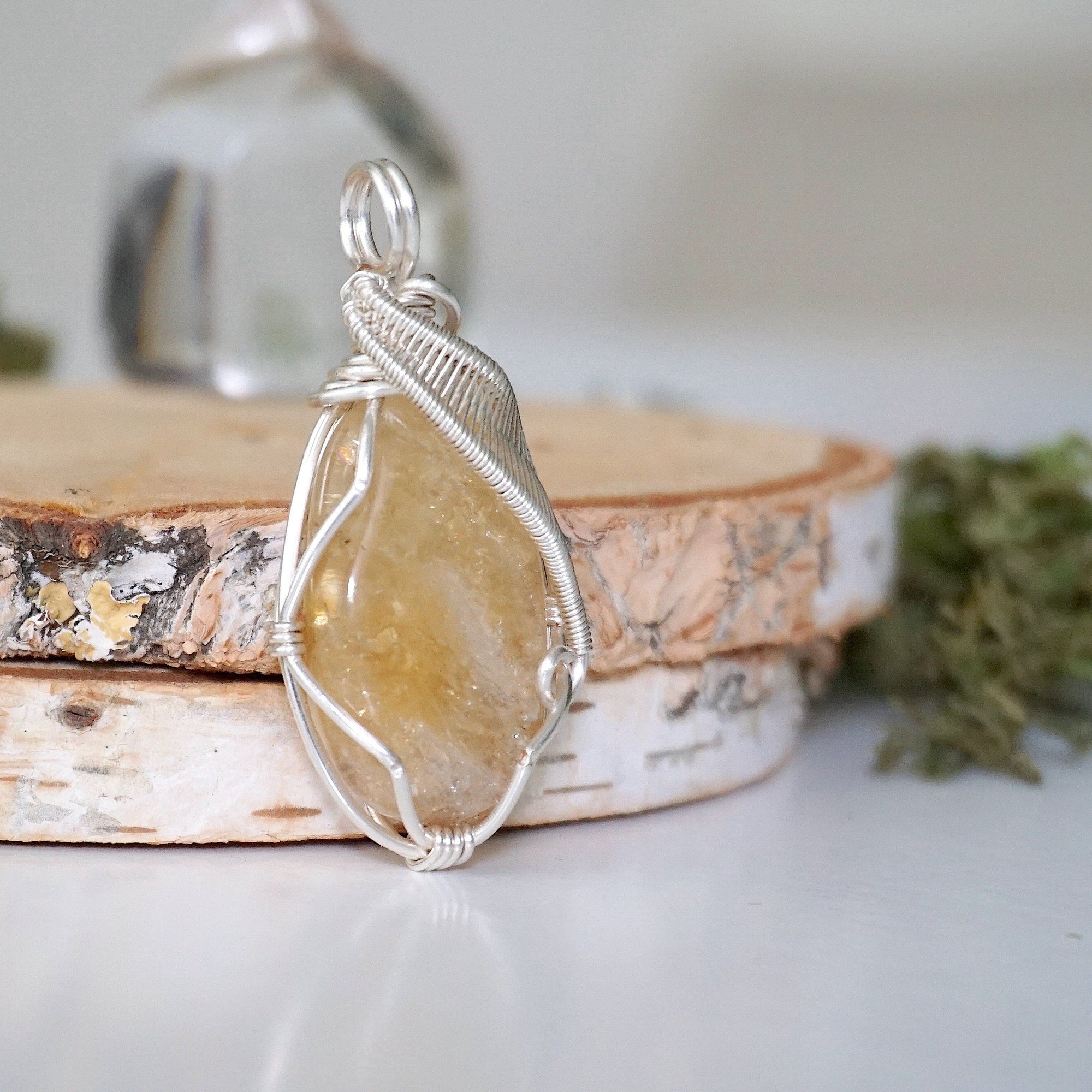 Citrine Pendant Necklace in Bright Silver Designs by Nature Gems