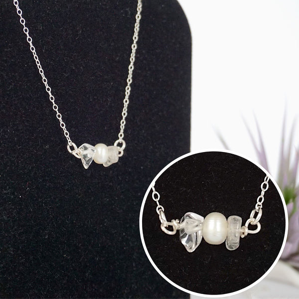 Clear Quartz & Pearl - Charm Necklace Designs by Nature Gems