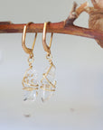 Clear Quartz (Rock Crystal) Drop Earrings - 14k Gold Plated Designs by Nature Gems