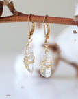 Clear Quartz (Rock Crystal) Drop Earrings - 14k Gold Plated Designs by Nature Gems