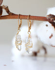 Clear Quartz (Rock Crystal) Drop Earrings - 14k Gold Plated Designs by Nature Gems