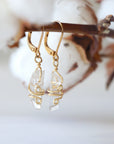 Clear Quartz (Rock Crystal) Drop Earrings - 14k Gold Plated Designs by Nature Gems