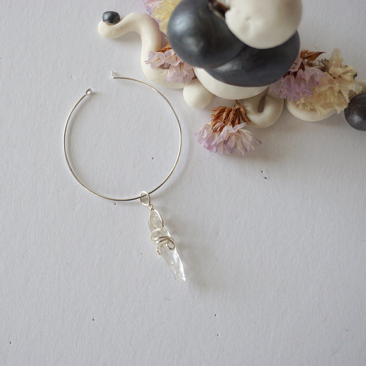 Clear Quartz Silver Plated Hoop Earring Designs by Nature Gems