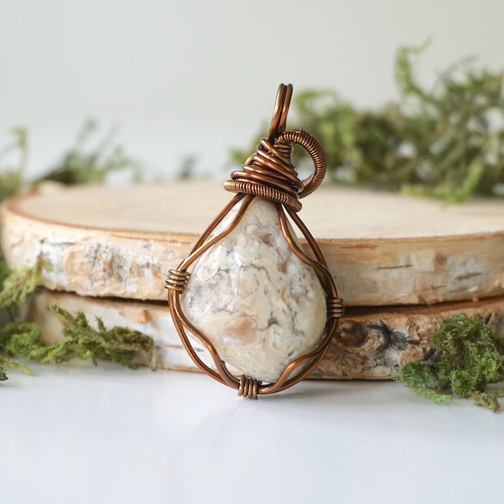 Common Opal Pendant Necklace - Antique Brass Designs by Nature Gems
