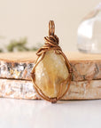 Draft Women's Citrine Pendant Necklace - Antique Bronze Designs by Nature Gems