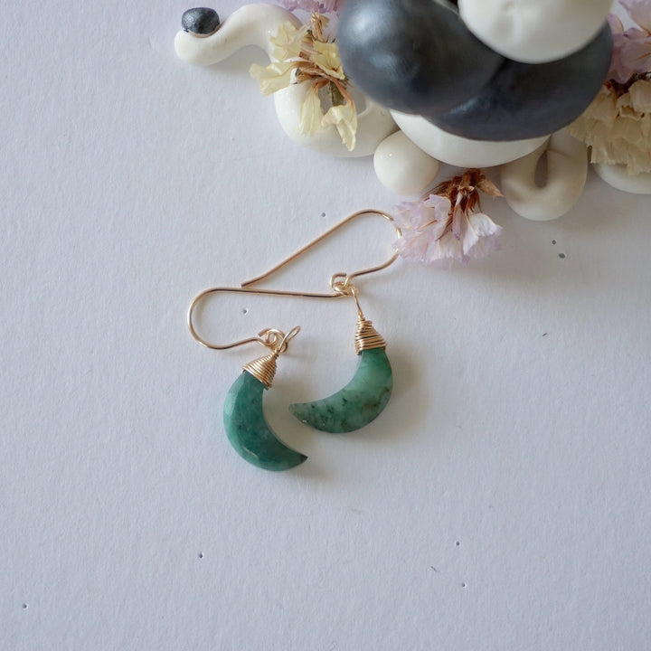 Emerald 14K Gold Moon Earring Designs by Nature Gems