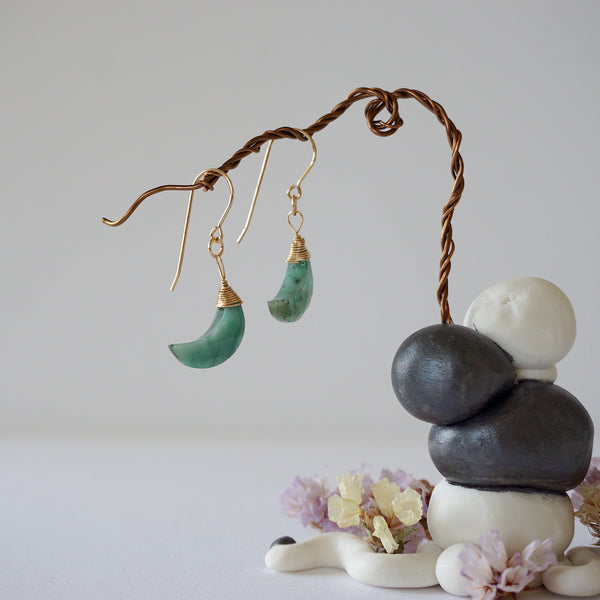 Emerald 14K Gold Moon Earring Designs by Nature Gems