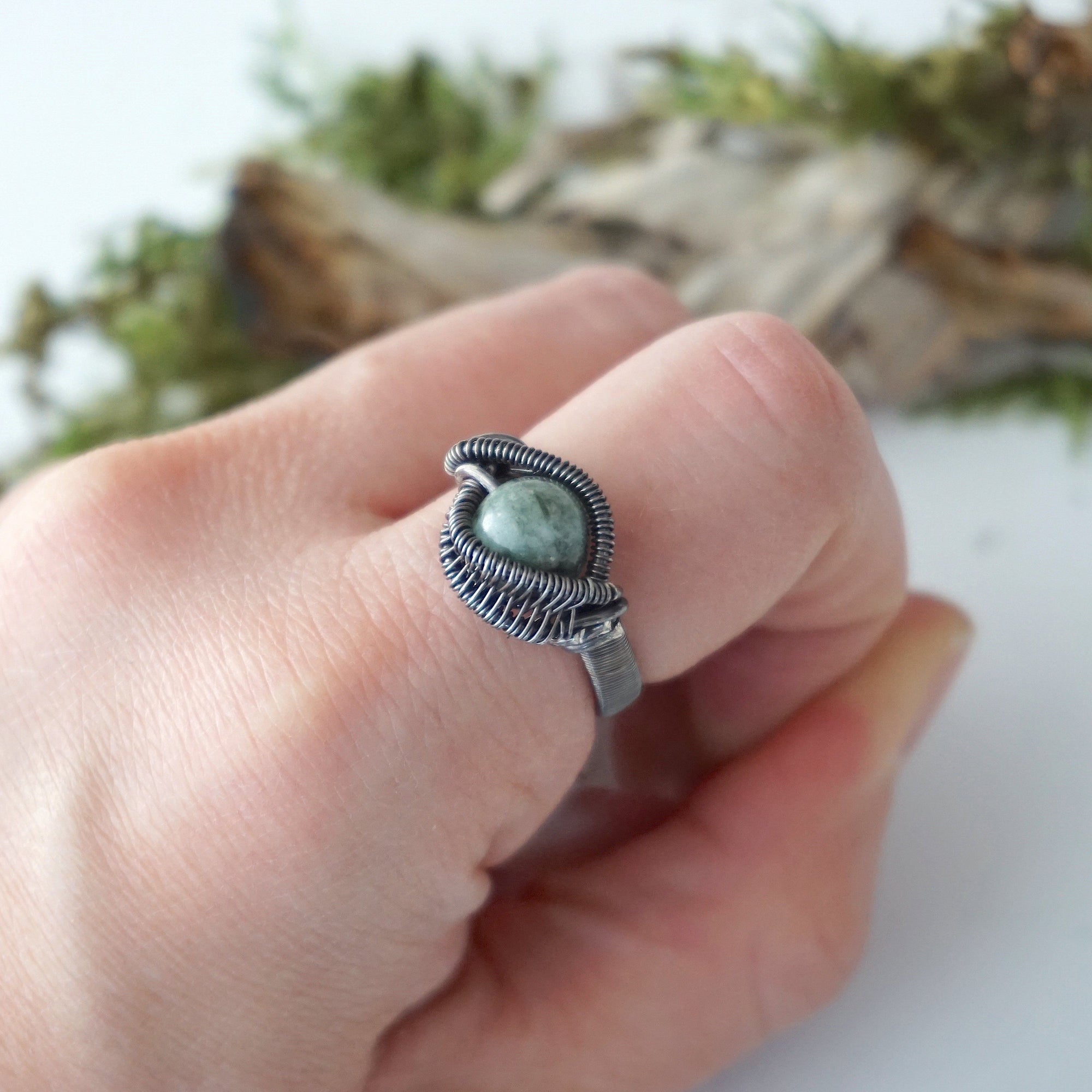 Emerald Antiqued Sterling Silver Ring Designs by Nature Gems